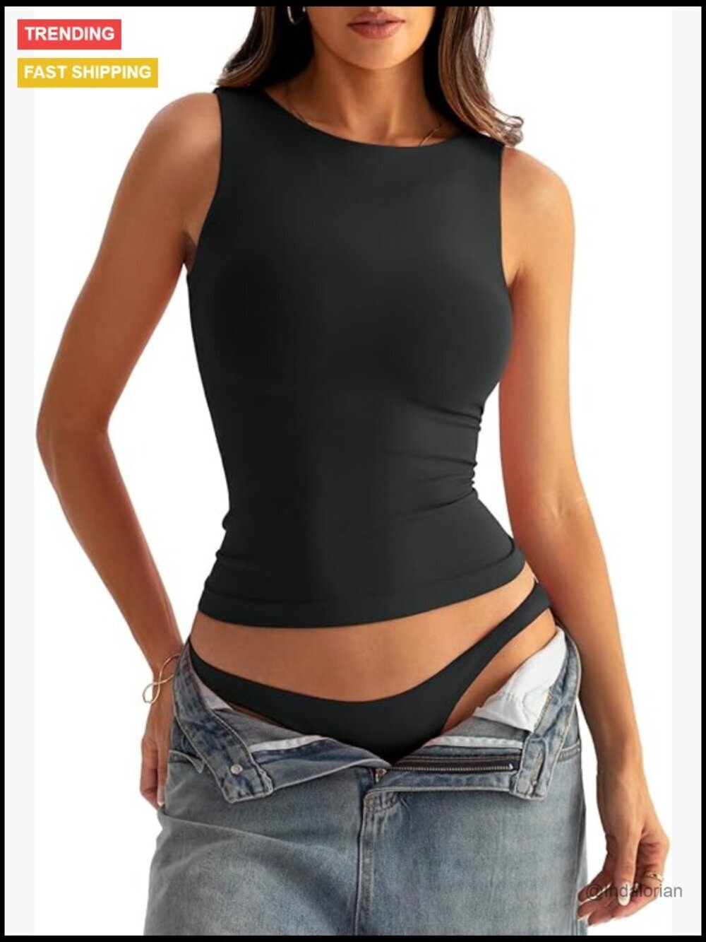 Double Layered Boat Neck Seamless Tank Top 92% Nylon 8% Spandex Stretchy